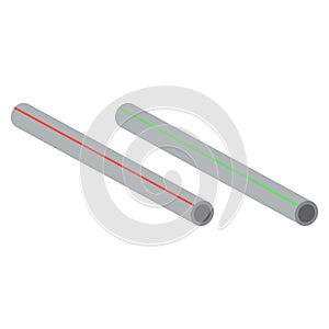 Plastic pipes for hot and cold water isolated on white background.